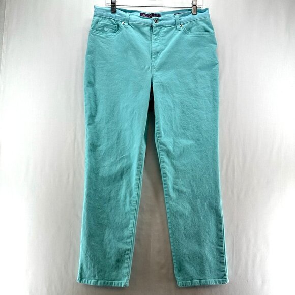 Gloria Vanderbilt Denim - Gloria Vanderbilt Amanda Straight Jeans Women 12 Mid Rise Stretch Denim Aqua Sky